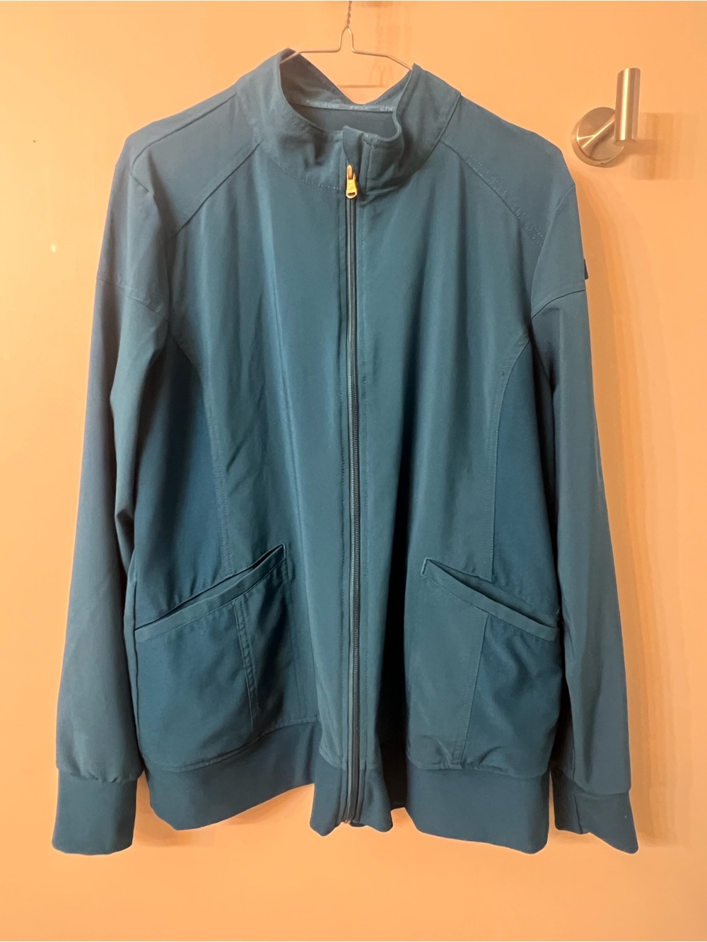 Cherokee iFlex Ladies Zip Front Warm Up Scrub Jacket-Caribbean Blue